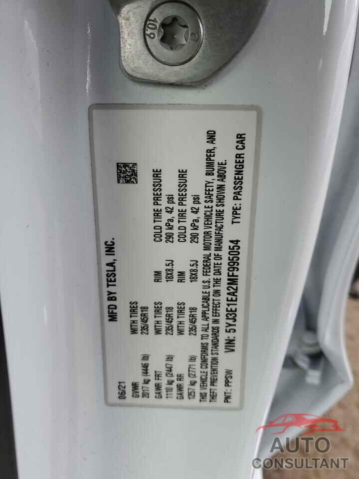 TESLA MODEL 3 2021 - 5YJ3E1EA2MF995054