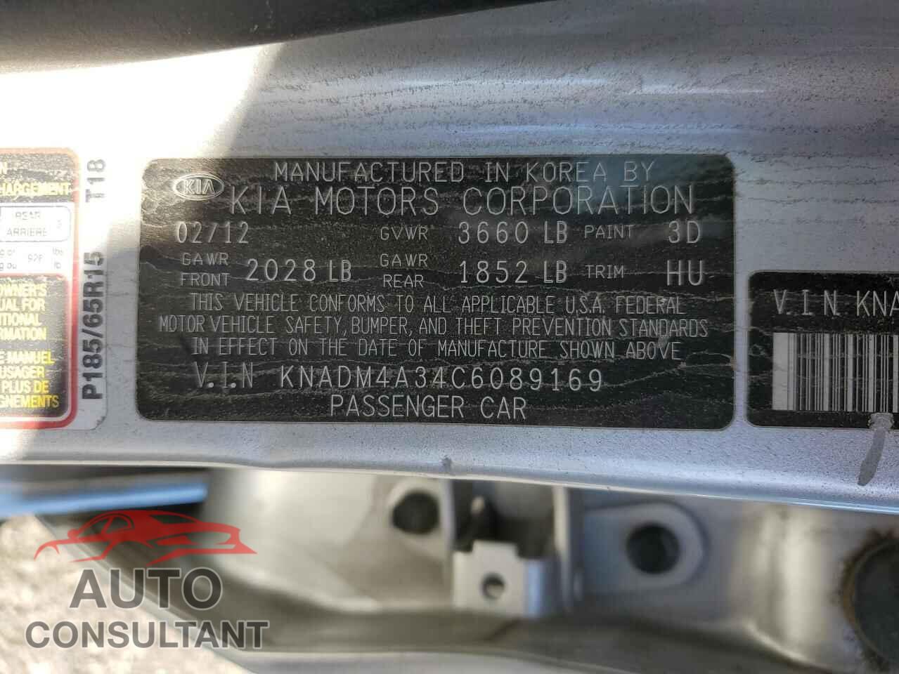 KIA RIO 2012 - KNADM4A34C6089169