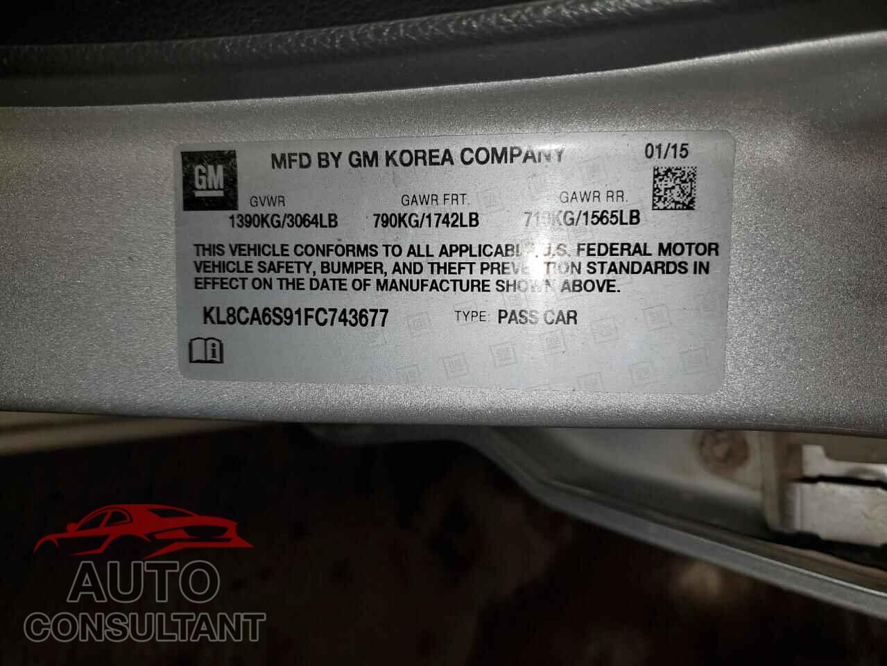 CHEVROLET SPARK 2015 - KL8CA6S91FC743677