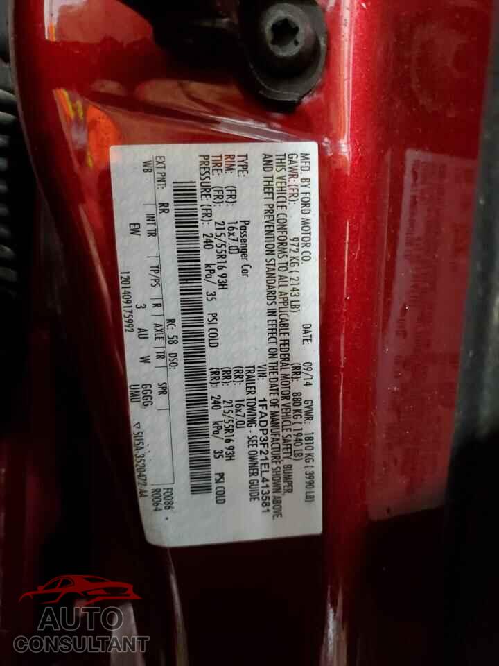 FORD FOCUS 2014 - 1FADP3F21EL413581