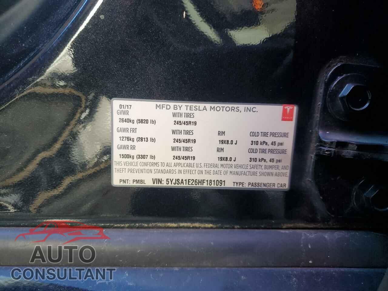 TESLA MODEL S 2017 - 5YJSA1E26HF181091