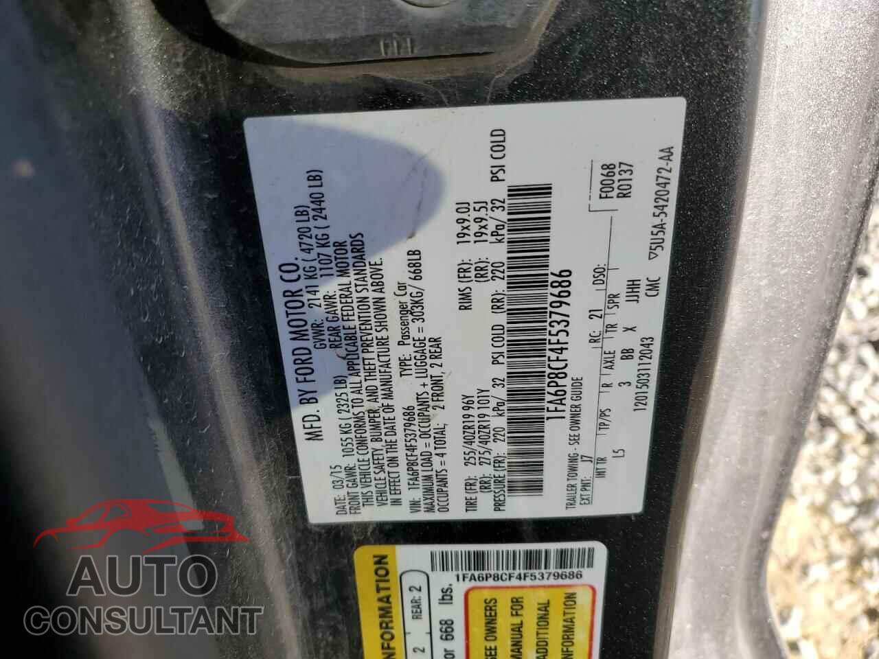 FORD MUSTANG 2015 - 1FA6P8CF4F5379686
