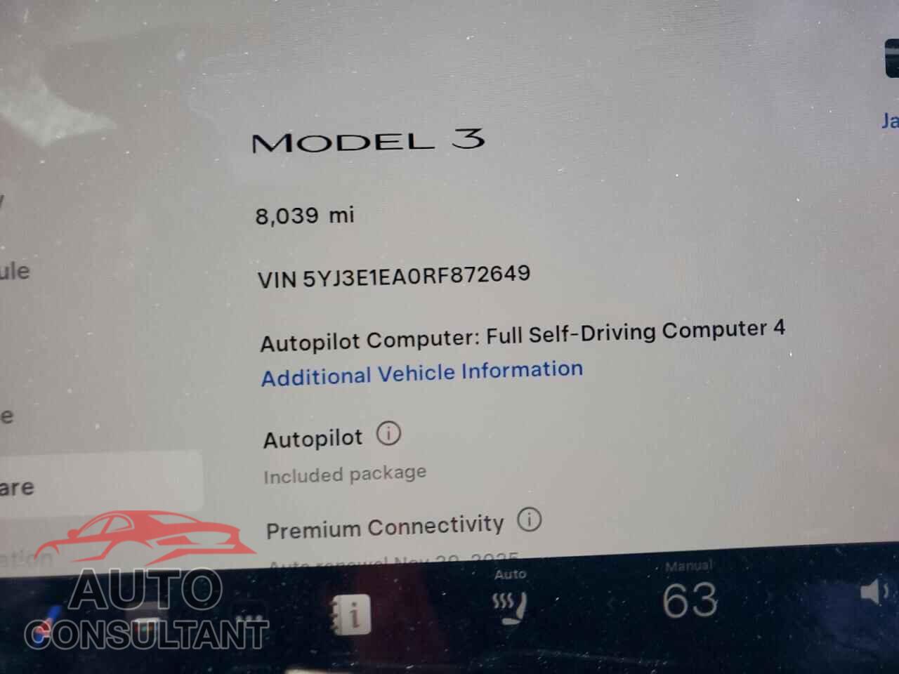 TESLA MODEL 3 2024 - 5YJ3E1EA0RF872649