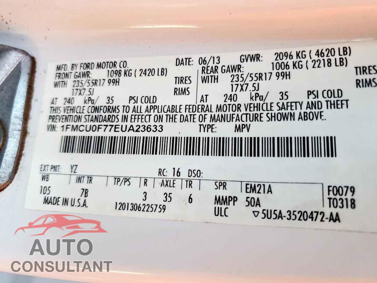 FORD ESCAPE 2014 - 1FMCU0F77EUA23633