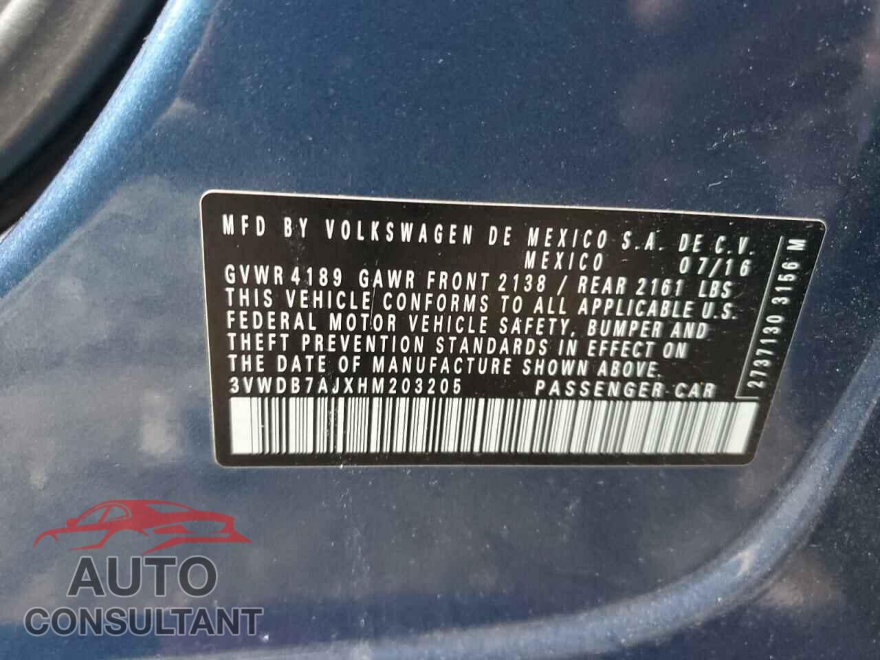 VOLKSWAGEN JETTA 2017 - 3VWDB7AJXHM203205