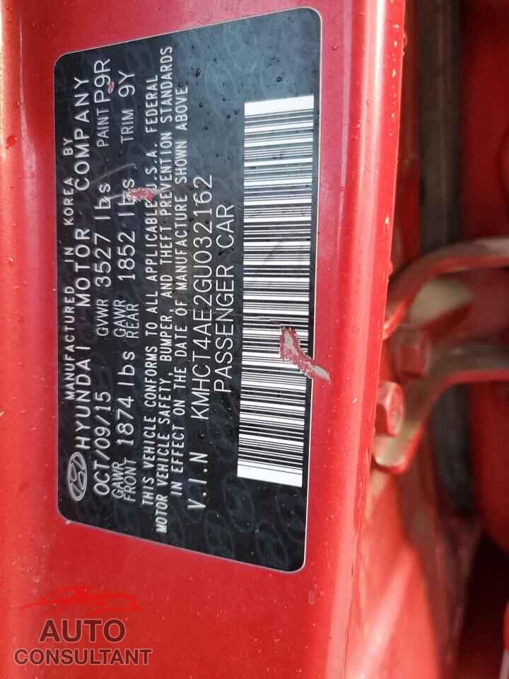 HYUNDAI ACCENT 2016 - KMHCT4AE2GU032162