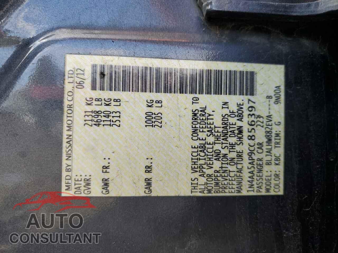 NISSAN MAXIMA 2012 - 1N4AA5AP9CC856397