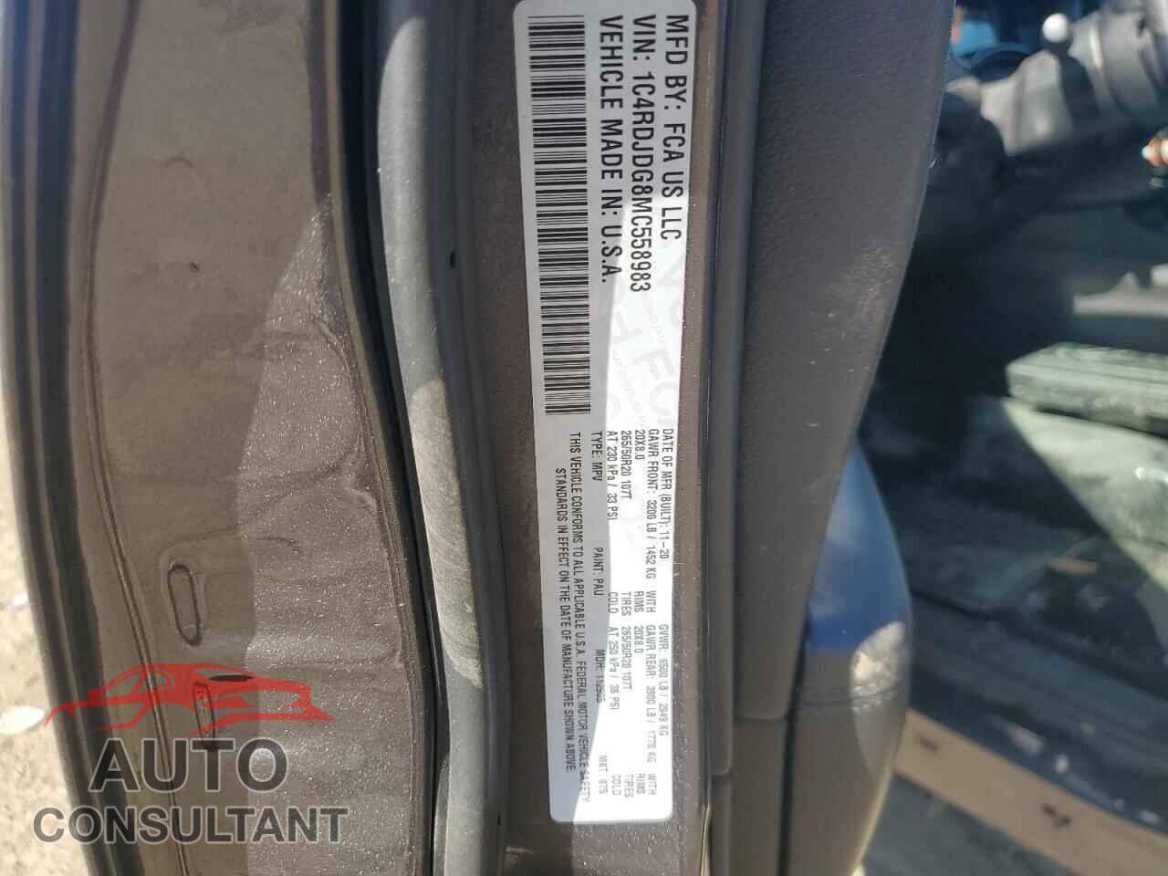 DODGE DURANGO 2021 - 1C4RDJDG8MC558983