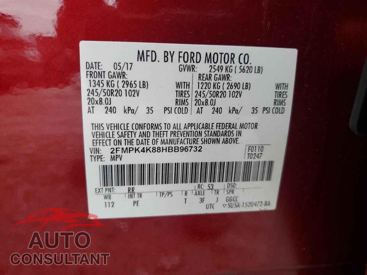 FORD EDGE 2017 - 2FMPK4K88HBB96732