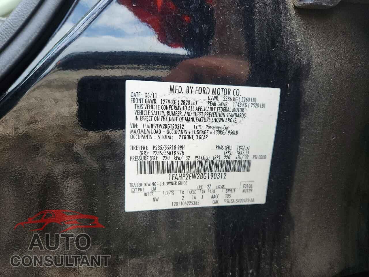 FORD TAURUS 2011 - 1FAHP2EW2BG190312