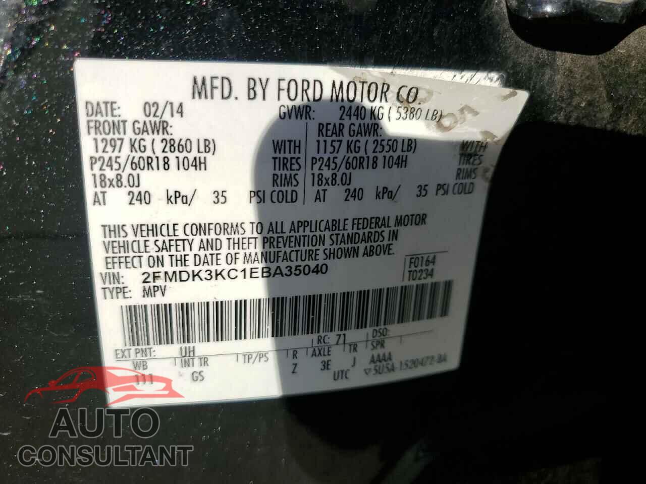 FORD EDGE 2014 - 2FMDK3KC1EBA35040