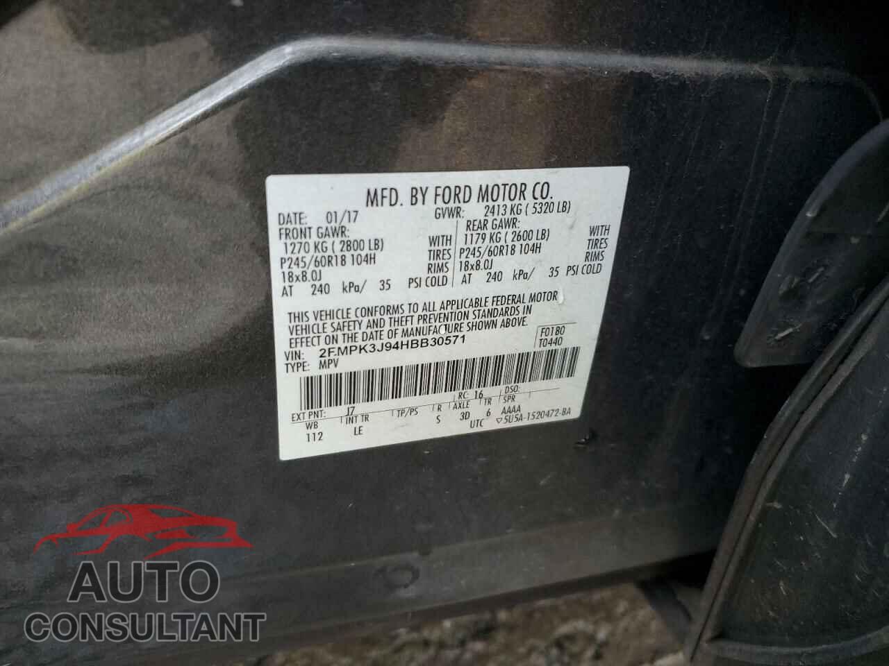 FORD EDGE 2017 - 2FMPK3J94HBB30571