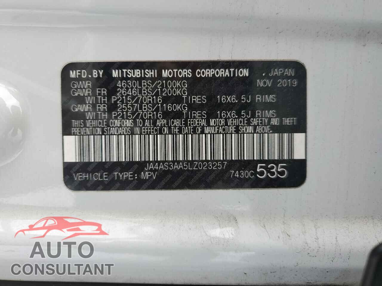 MITSUBISHI ECLIPSE 2020 - JA4AS3AA5LZ023257