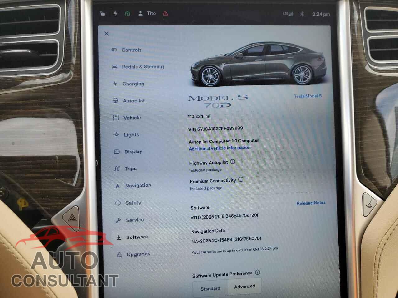 TESLA MODEL S 2015 - 5YJSA1S27FF083639
