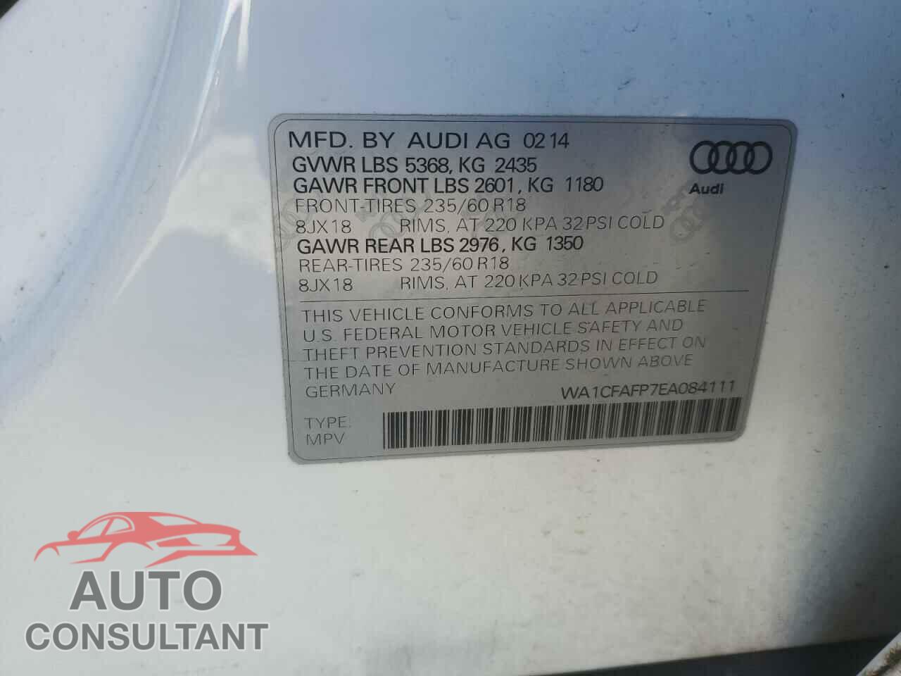 AUDI Q5 2014 - WA1CFAFP7EA084111