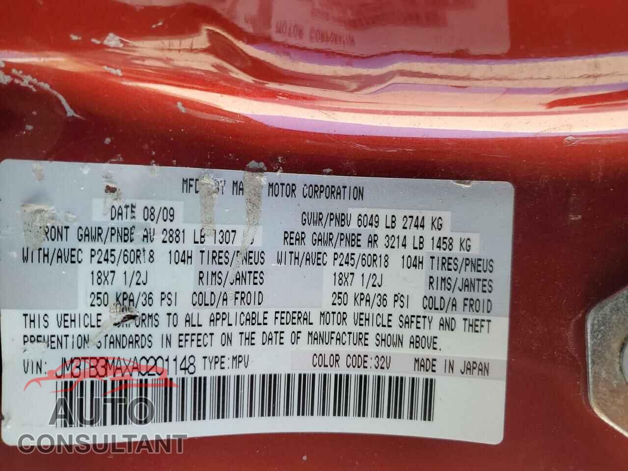 MAZDA CX-9 2010 - JM3TB3MAXA0201148