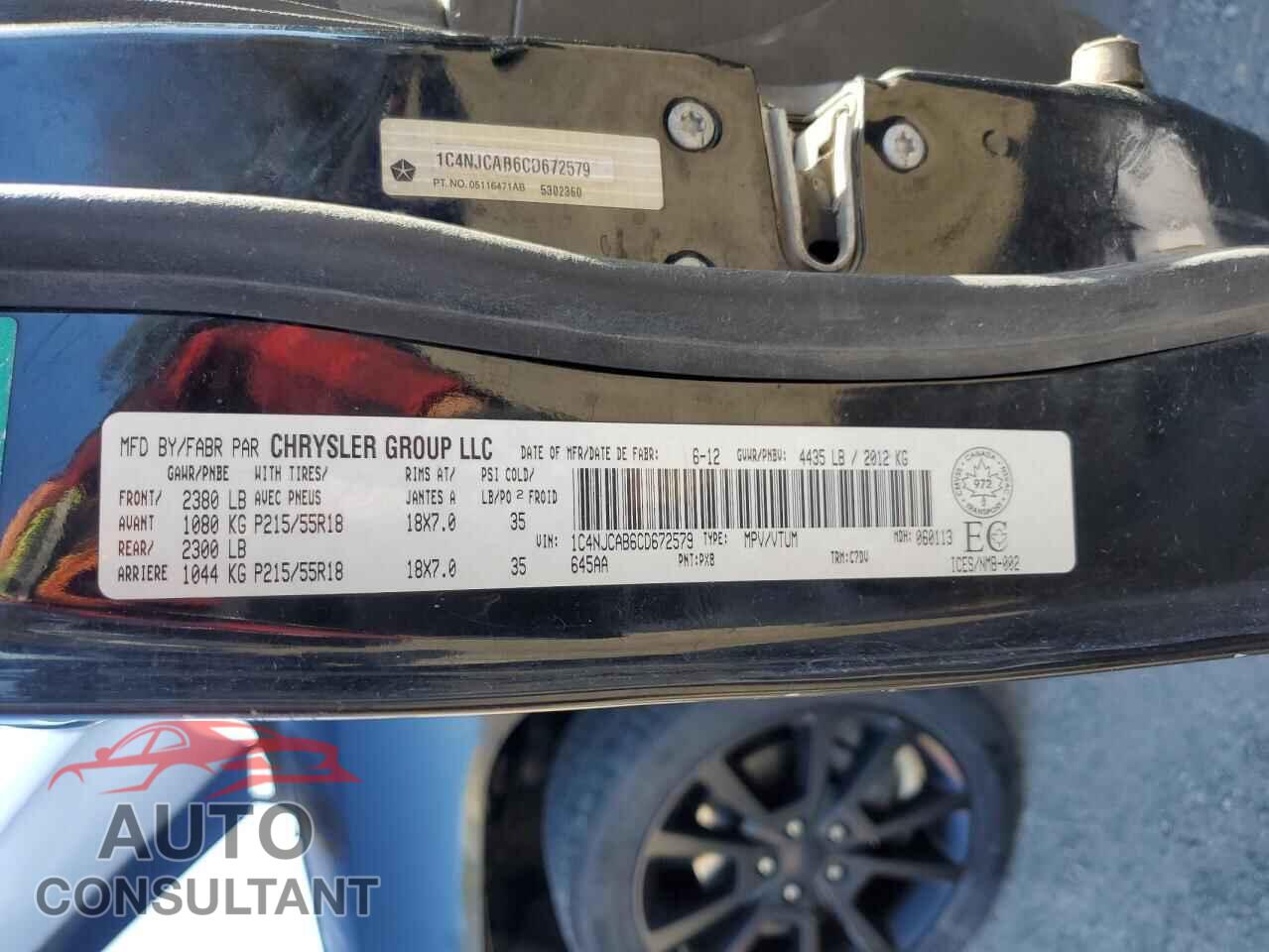 JEEP COMPASS 2012 - 1C4NJCAB6CD672579