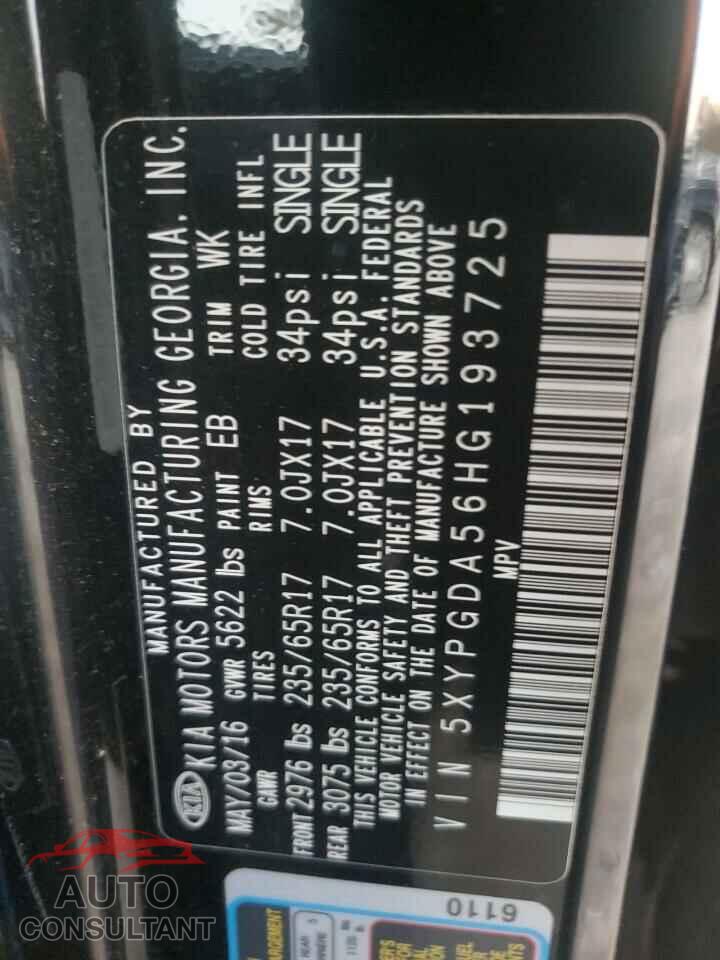 KIA SORENTO 2017 - 5XYPGDA56HG193725