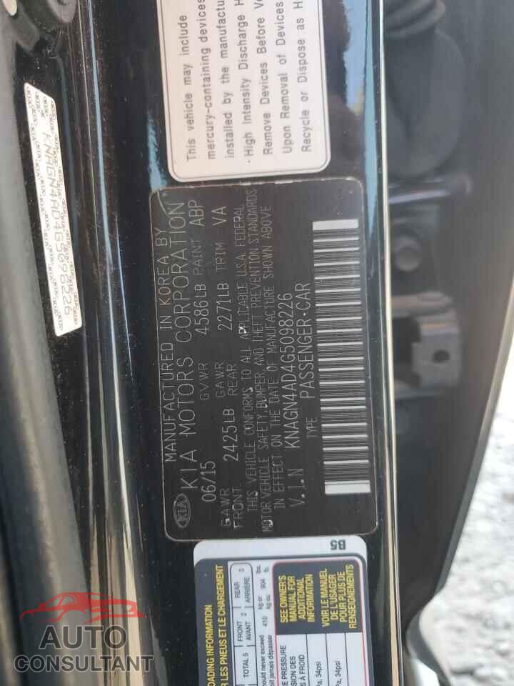 KIA OPTIMA 2016 - KNAGN4AD4G5098226