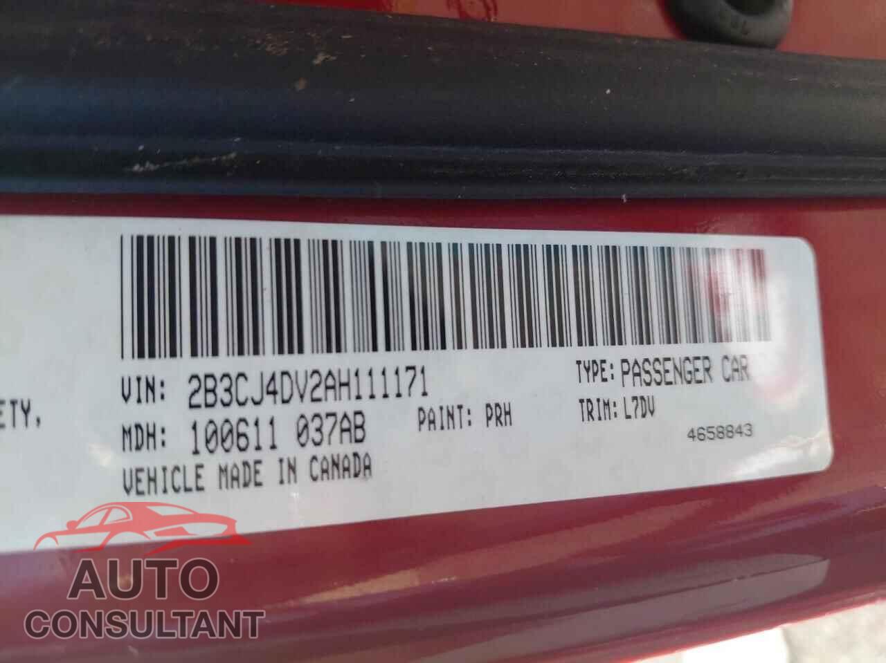 DODGE CHALLENGER 2010 - 2B3CJ4DV2AH111171
