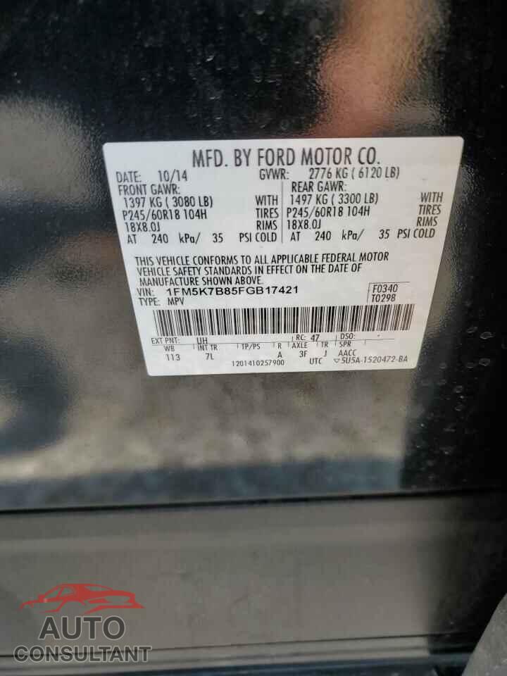 FORD EXPLORER 2015 - 1FM5K7B85FGB17421