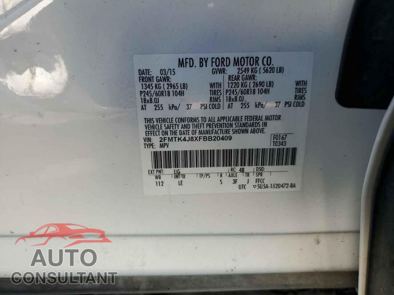 FORD EDGE 2015 - 2FMTK4J8XFBB20409