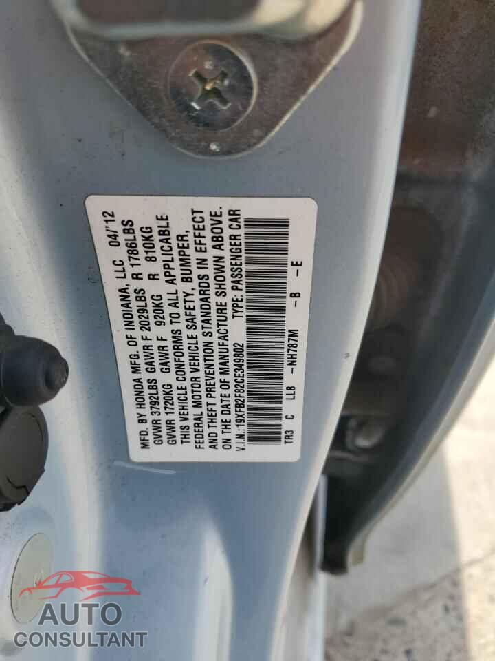 HONDA CIVIC 2012 - 19XFB2F82CE349802