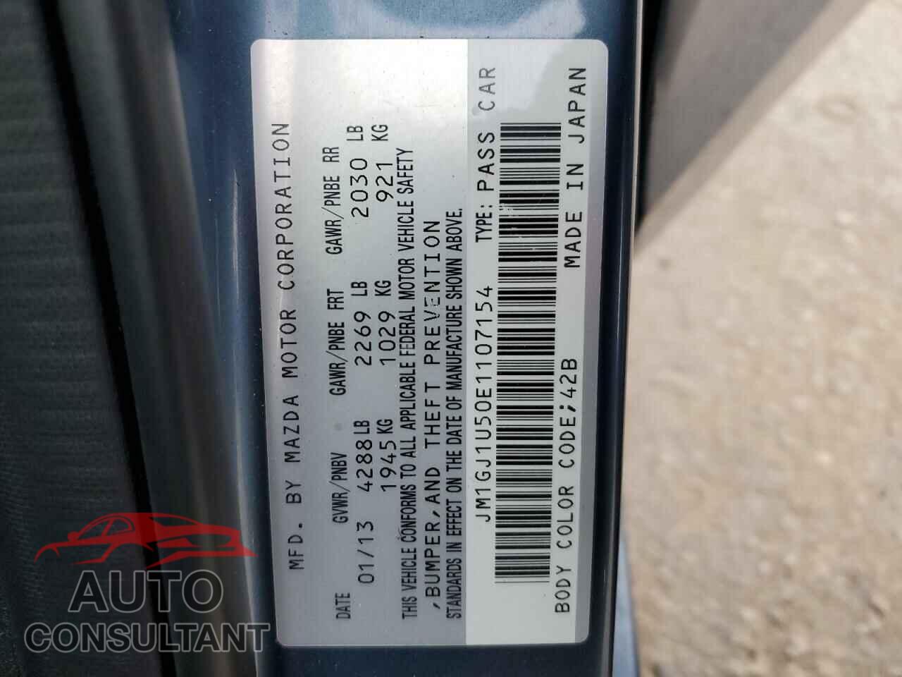 MAZDA 6 2014 - JM1GJ1U50E1107154