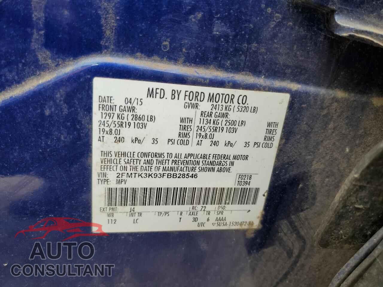 FORD EDGE 2015 - 2FMTK3K93FBB28546