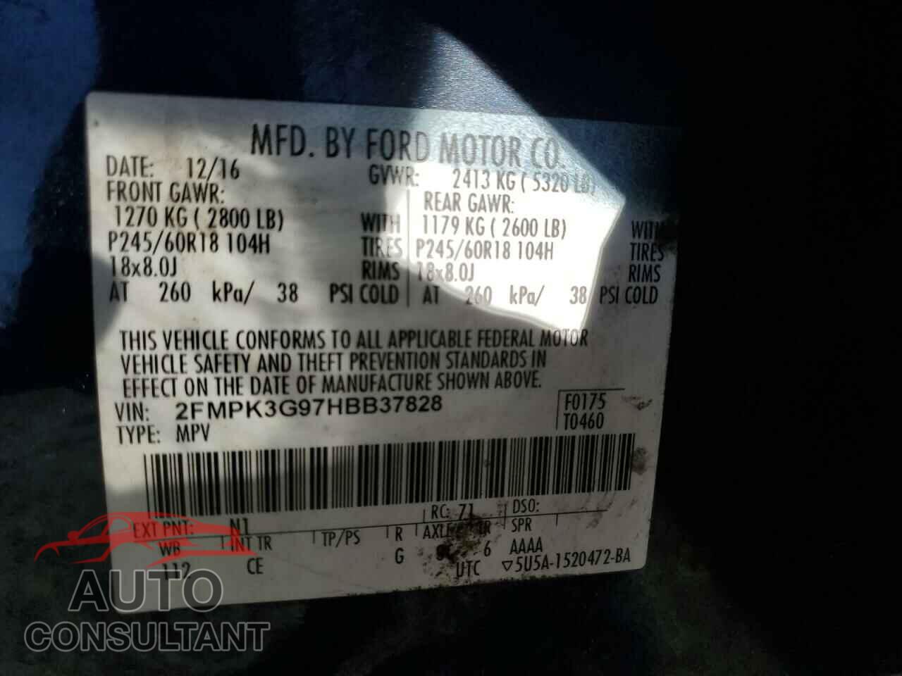 FORD EDGE 2017 - 2FMPK3G97HBB37828