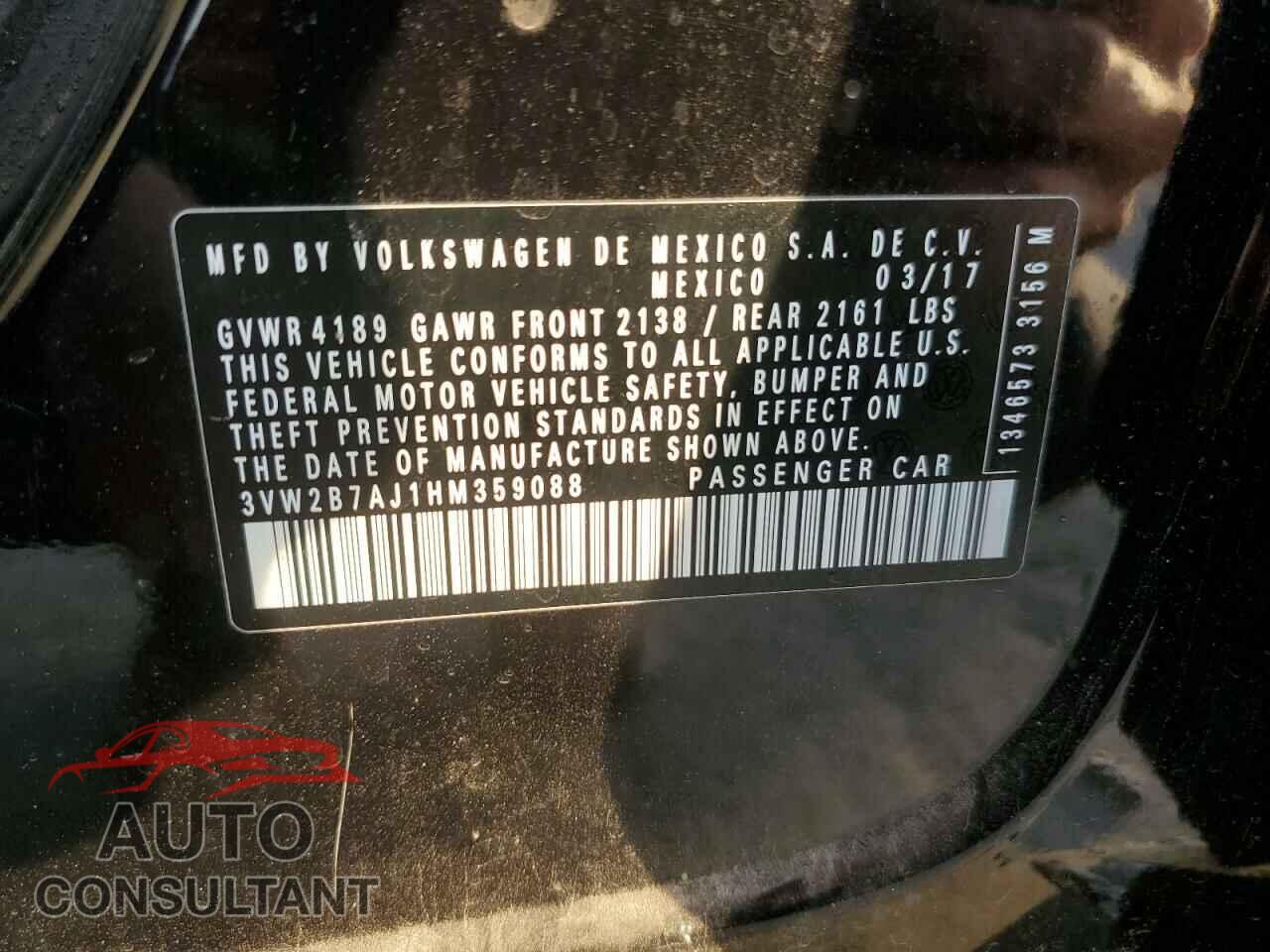 VOLKSWAGEN JETTA 2017 - 3VW2B7AJ1HM359088