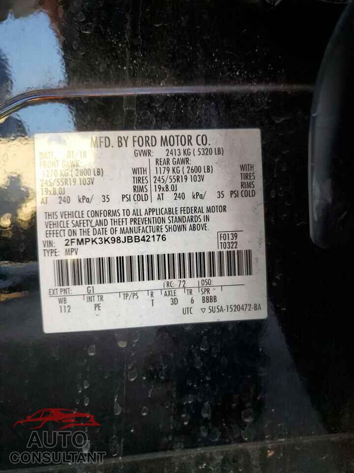 FORD EDGE 2018 - 2FMPK3K98JBB42176