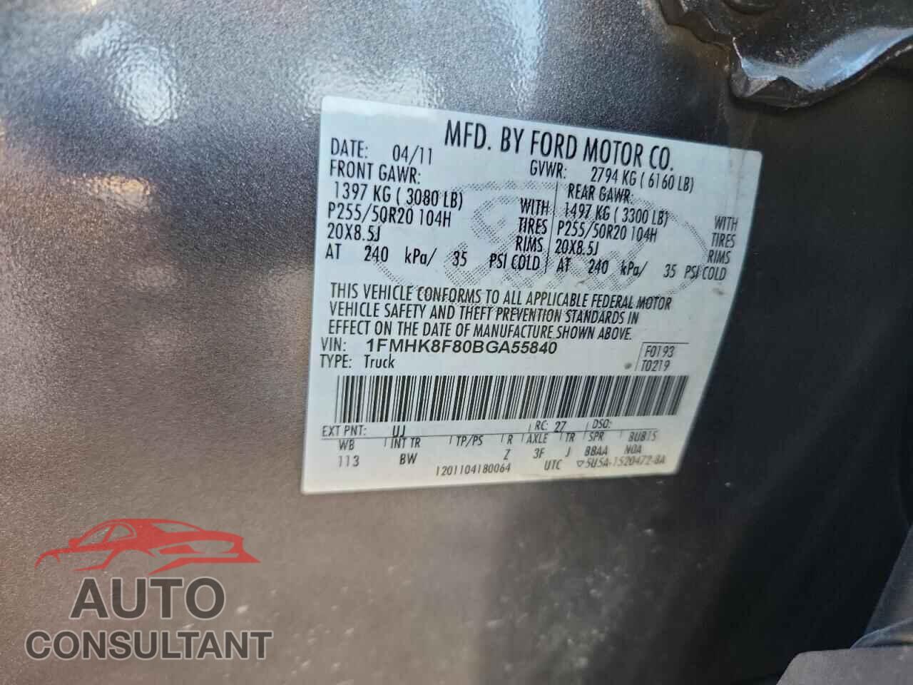 FORD EXPLORER 2011 - 1FMHK8F80BGA55840