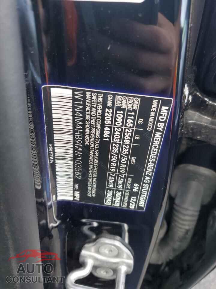 MERCEDES-BENZ GLB-CLASS 2021 - W1N4M4HB9MW103562