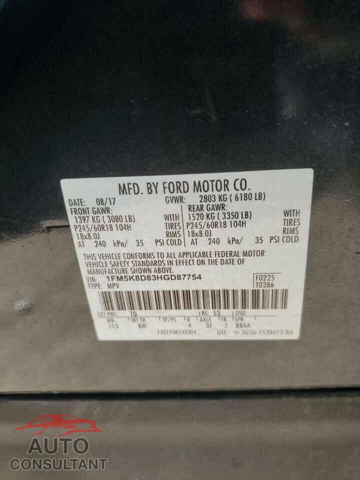 FORD EXPLORER 2017 - 1FM5K8D83HGD87754