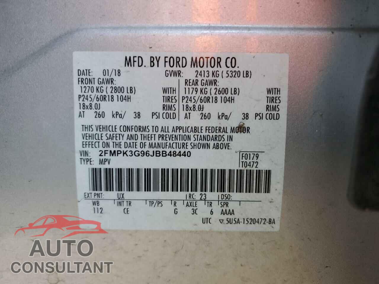 FORD EDGE 2018 - 2FMPK3G96JBB48440