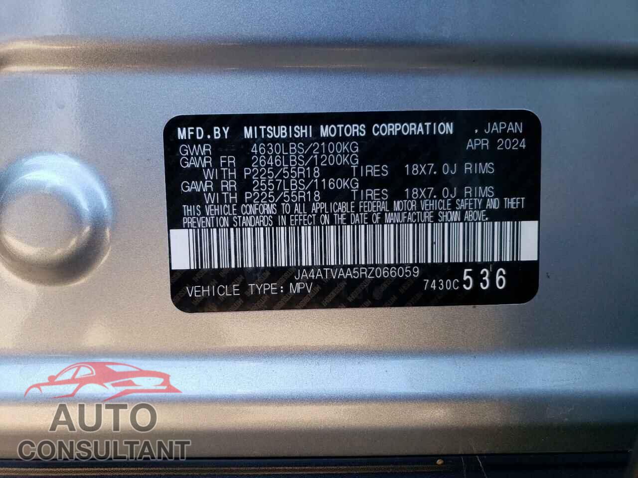 MITSUBISHI ECLIPSE 2024 - JA4ATVAA5RZ066059