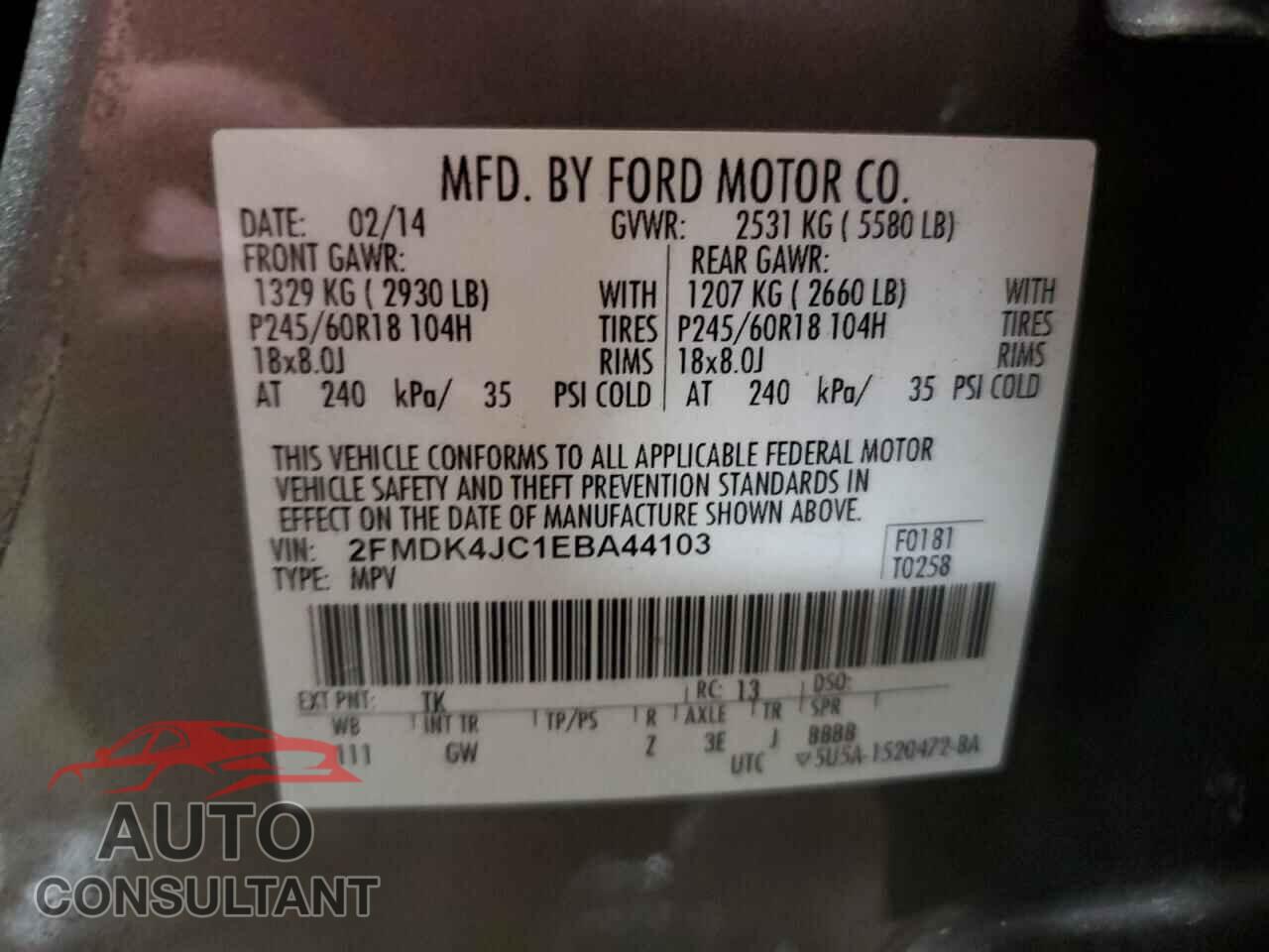 FORD EDGE 2014 - 2FMDK4JC1EBA44103