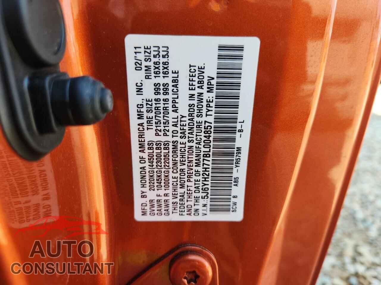 HONDA ELEMENT 2011 - 5J6YH2H77BL004857