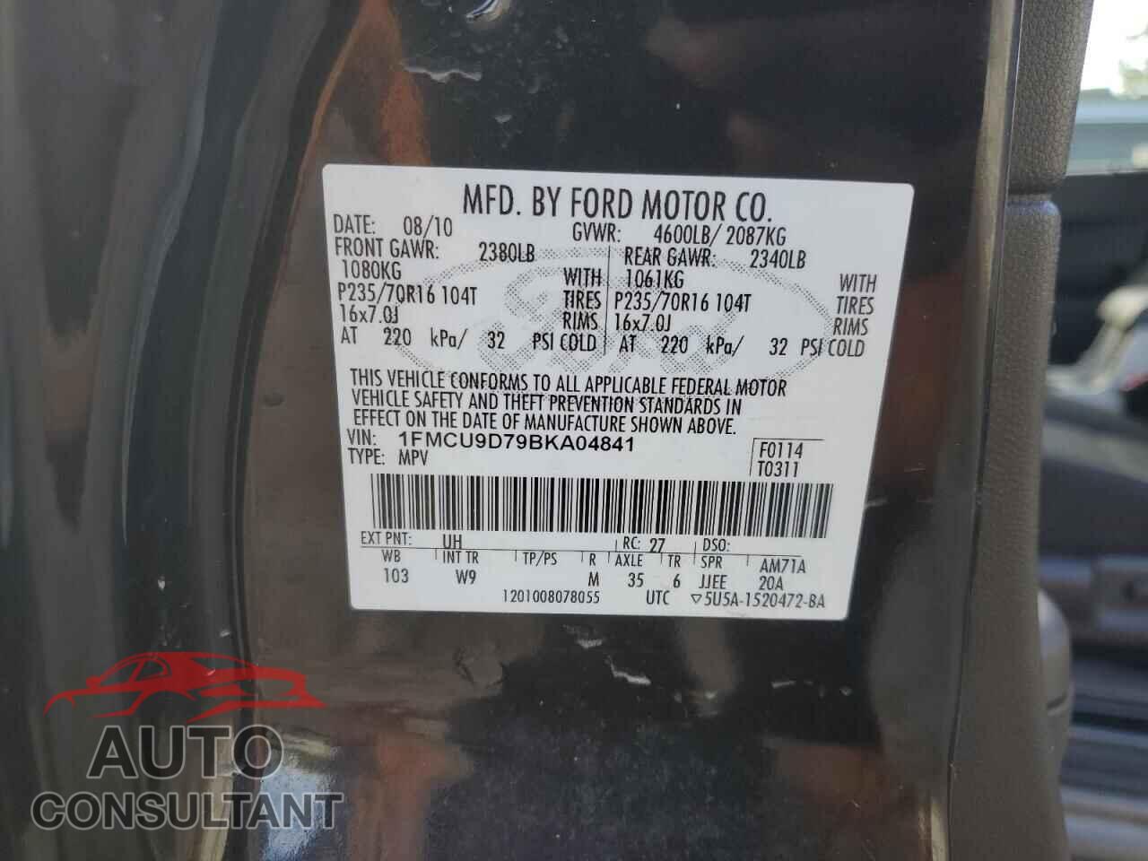 FORD ESCAPE 2011 - 1FMCU9D79BKA04841