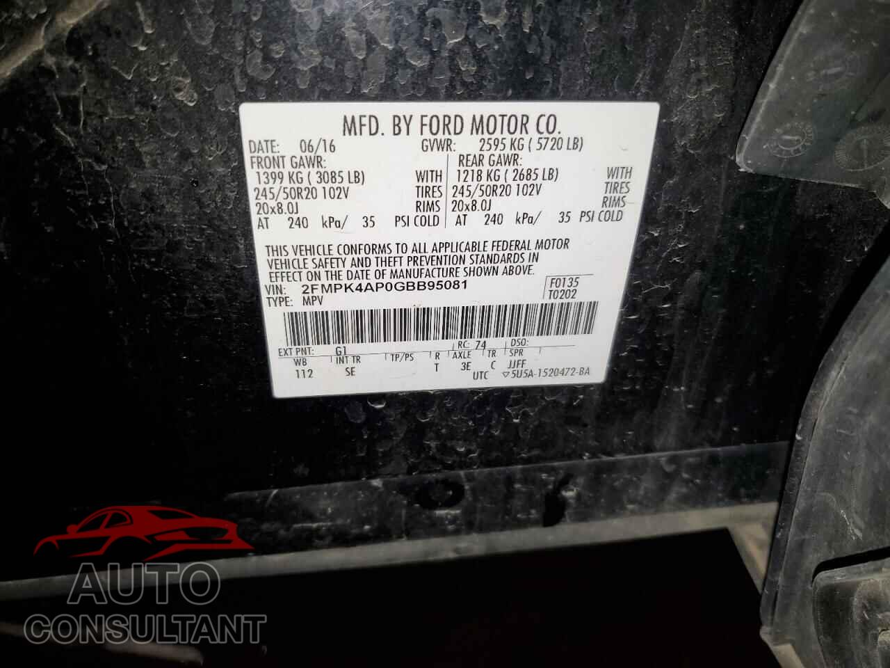 FORD EDGE 2016 - 2FMPK4AP0GBB95081
