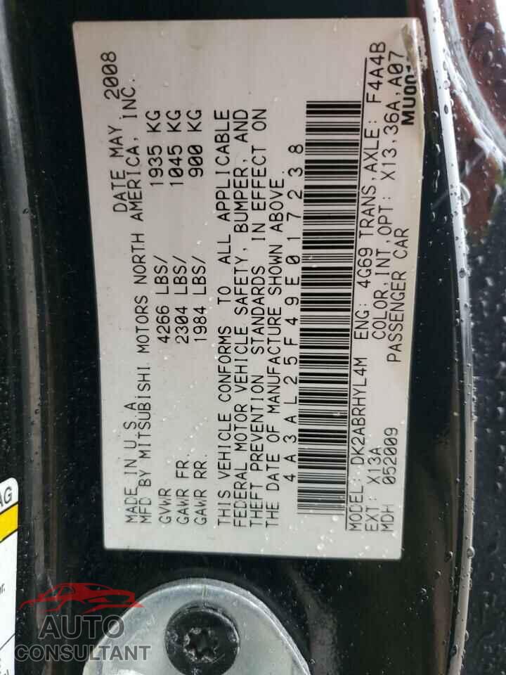 MITSUBISHI ECLIPSE 2009 - 4A3AL25F49E017238