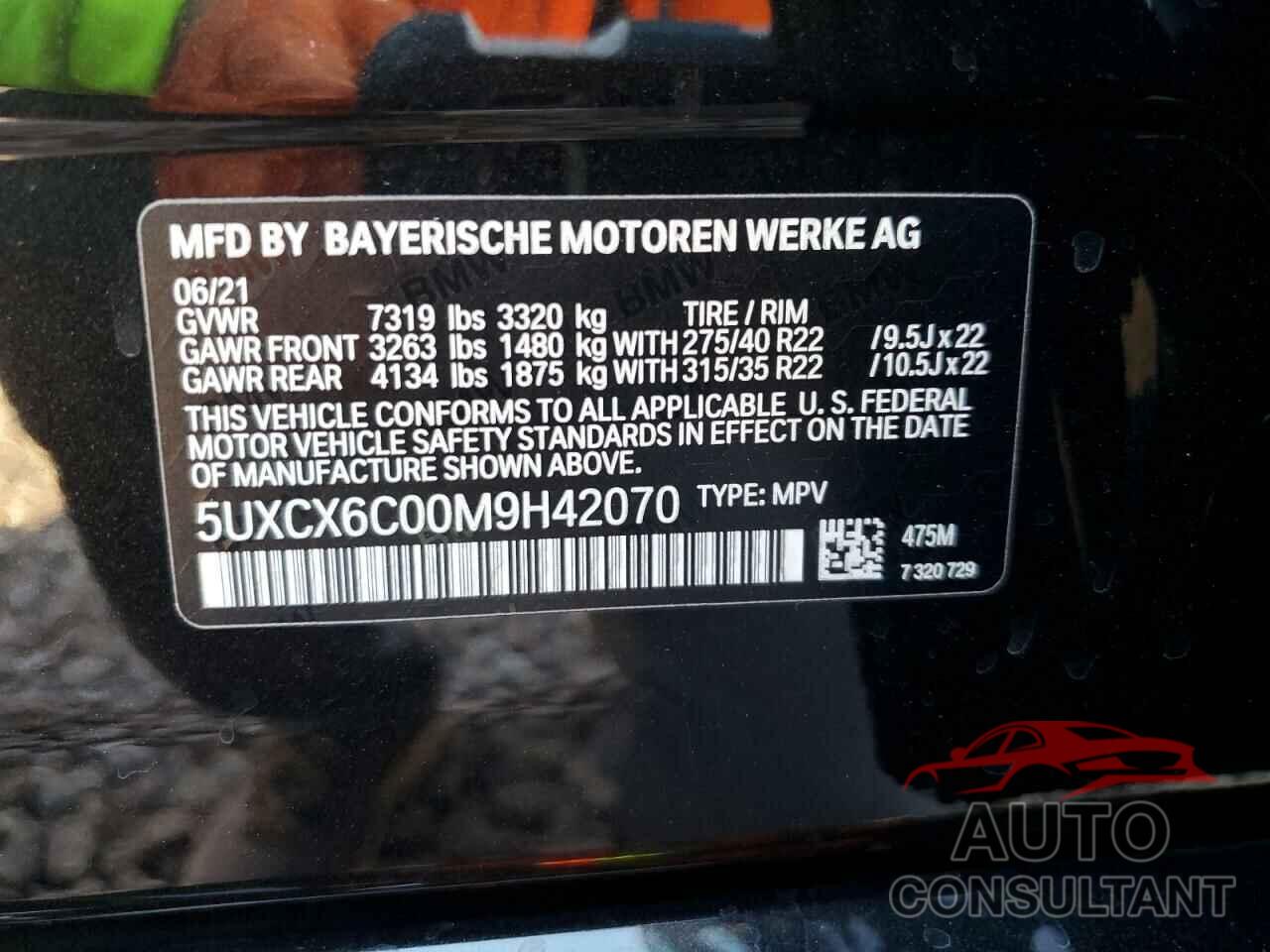 BMW X7 2021 - 5UXCX6C00M9H42070
