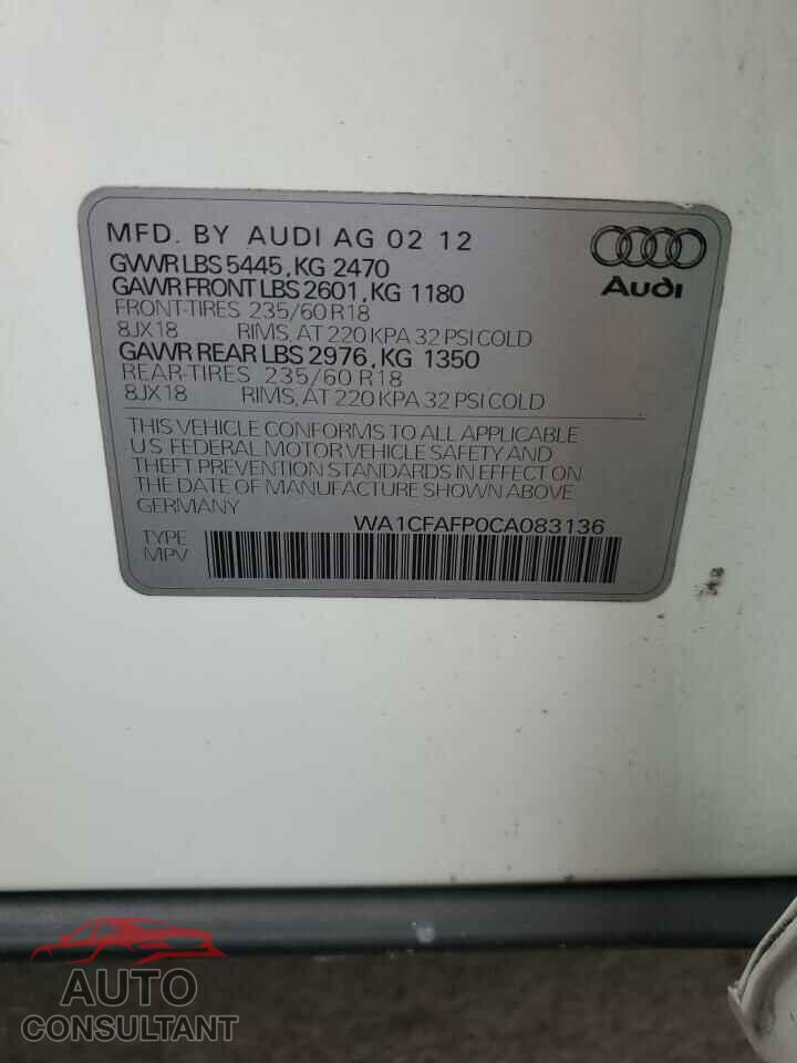 AUDI Q5 2012 - WA1CFAFP0CA083136