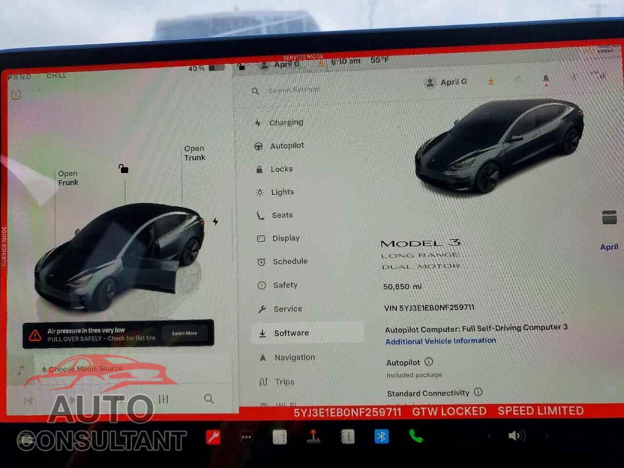 TESLA MODEL 3 2022 - 5YJ3E1EB0NF259711