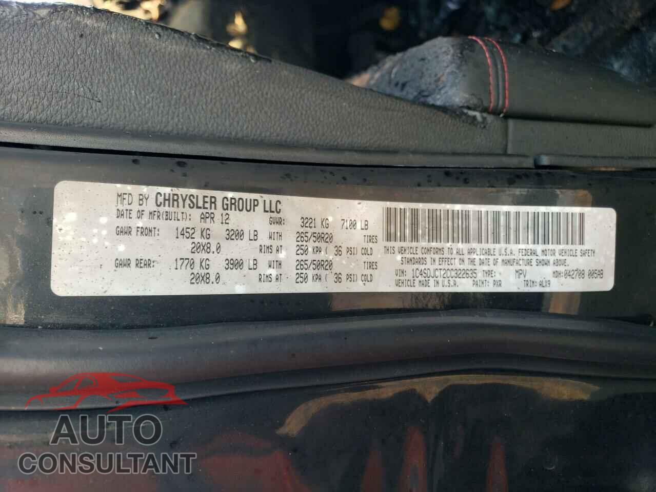 DODGE DURANGO 2012 - 1C4SDJCT2CC322635