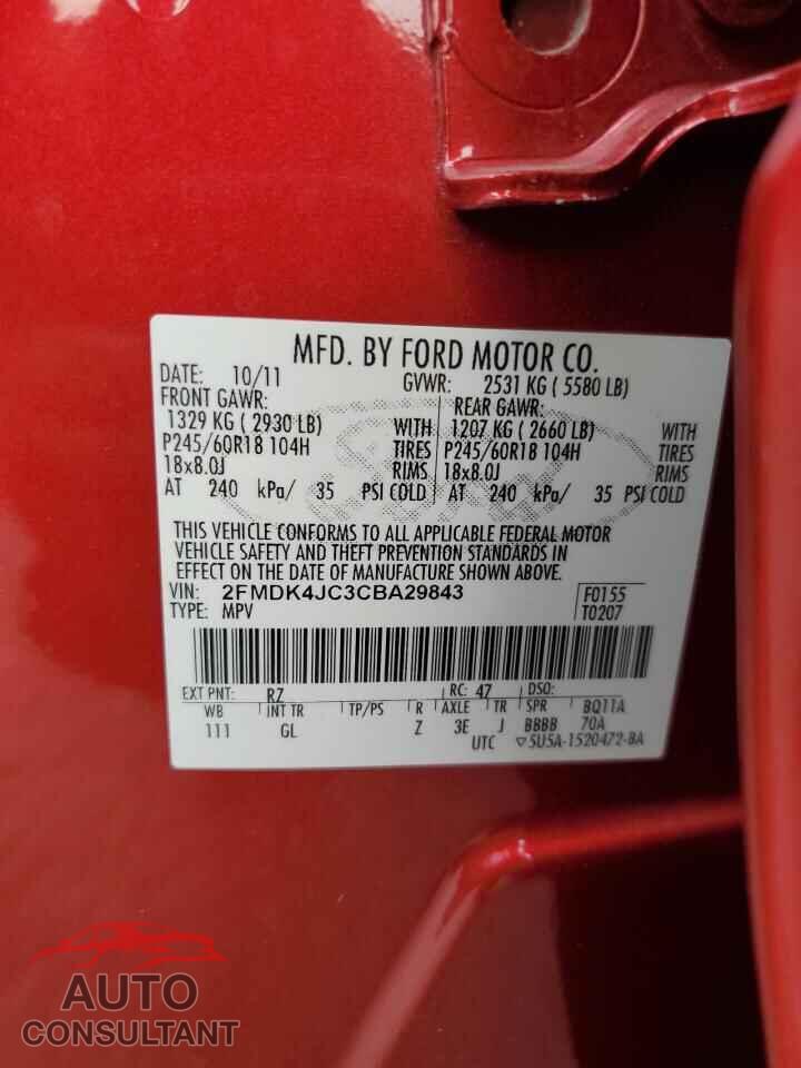 FORD EDGE 2012 - 2FMDK4JC3CBA29843