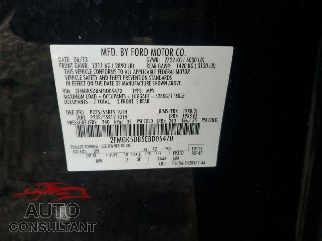 FORD FLEX 2014 - 2FMGK5D85EBD05470