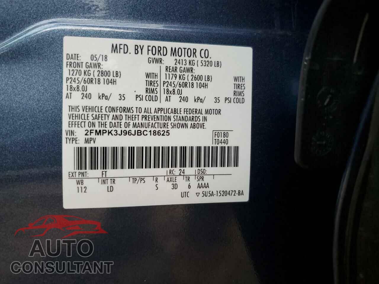 FORD EDGE 2018 - 2FMPK3J96JBC18625
