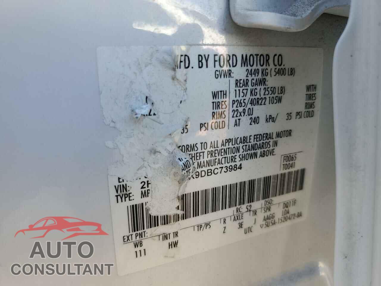 FORD EDGE 2013 - 2FMDK3AK9DBC73984